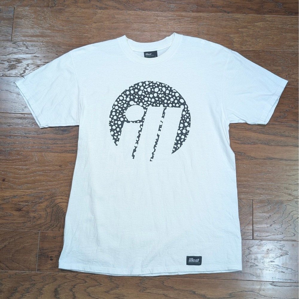 Illest Mens Graphic T Shirt White Crew Neck Short Sleeve‎ Size Large 22x29